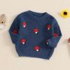 imageNewborn Toddler Baby Girl Boy Sweater Tops Mushroom Embroidery Warm Knitted Long Sleeves Knitwear Fall WinterMushroom Blue