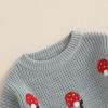 imageNewborn Toddler Baby Girl Boy Sweater Tops Mushroom Embroidery Warm Knitted Long Sleeves Knitwear Fall WinterMushroom Gray