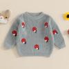 imageNewborn Toddler Baby Girl Boy Sweater Tops Mushroom Embroidery Warm Knitted Long Sleeves Knitwear Fall WinterMushroom Gray