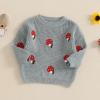 imageNewborn Toddler Baby Girl Boy Sweater Tops Mushroom Embroidery Warm Knitted Long Sleeves Knitwear Fall WinterMushroom Gray