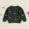 imageNewborn Toddler Baby Girl Boy Sweater Tops Mushroom Embroidery Warm Knitted Long Sleeves Knitwear Fall WinterMushroom Green