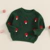 imageNewborn Toddler Baby Girl Boy Sweater Tops Mushroom Embroidery Warm Knitted Long Sleeves Knitwear Fall WinterMushroom Green