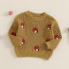 imageNewborn Toddler Baby Girl Boy Sweater Tops Mushroom Embroidery Warm Knitted Long Sleeves Knitwear Fall WinterMushroom Yellow
