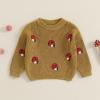 imageNewborn Toddler Baby Girl Boy Sweater Tops Mushroom Embroidery Warm Knitted Long Sleeves Knitwear Fall WinterMushroom Yellow