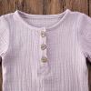 imageToddler Baby Boy Girl Cotton Linen Clothes Solid Color Short Sleeve TShirt  Drawstring Shorts 2 Piece Outfit SetLight Purple