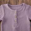 imageToddler Baby Boy Girl Cotton Linen Clothes Solid Color Short Sleeve TShirt  Drawstring Shorts 2 Piece Outfit SetPurple