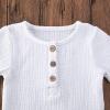 imageToddler Baby Boy Girl Cotton Linen Clothes Solid Color Short Sleeve TShirt  Drawstring Shorts 2 Piece Outfit SetWhite