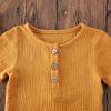 imageToddler Baby Boy Girl Cotton Linen Clothes Solid Color Short Sleeve TShirt  Drawstring Shorts 2 Piece Outfit SetYellow