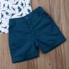 imageToddler Baby Boys Summer Outfits Set Gentleman ButtonDown Short Sleeve Shirt Blouse Tops  Solid Shorts PantsDinosaur Tshirt  Navy Blue Shorts
