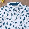 imageToddler Baby Boys Summer Outfits Set Gentleman ButtonDown Short Sleeve Shirt Blouse Tops  Solid Shorts PantsDinosaur Tshirt  Navy Blue Shorts