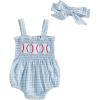 imageKuriozud 4th of July Outfits Baby Girl USA Romper Fourth of July Onesie Independence Day Bodysuit Memorial Day ClothesBlue Baseball