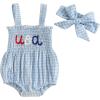 imageKuriozud 4th of July Outfits Baby Girl USA Romper Fourth of July Onesie Independence Day Bodysuit Memorial Day ClothesBlue Usa