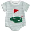 imageKuriozud Baby Boy Bubble Romper Golf Outfits 1st Birthday Hole in One Onesie Waffle Knit Bodysuit First Birthday ClothesGreen