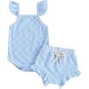 imageKuriozud Baby Girl Summer Clothes Sleeveless Tank Top Shorts Set Cute Toddler Girl Outfit Aged 3 6 12 18 24 Months 2T 3TFuzzy Fly Sleeve Blue