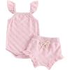 imageKuriozud Baby Girl Summer Clothes Sleeveless Tank Top Shorts Set Cute Toddler Girl Outfit Aged 3 6 12 18 24 Months 2T 3TFuzzy Fly Sleeve Pink