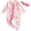 imageKuriozud Fathers Day Outfits Baby Girl Footie Onesie Romper Newborn Preemie Girl Ruffle Pajamas Pjs Daddys Girl ClothesPink Rabbit