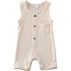 imageKuriozud Newborn Baby Boy Girl Plain Romper Sleeveless Jumpsuit ClothesBeige
