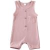 imageKuriozud Newborn Baby Boy Girl Plain Romper Sleeveless Jumpsuit ClothesPink