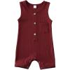 imageKuriozud Newborn Baby Boy Girl Plain Romper Sleeveless Jumpsuit ClothesWine Red