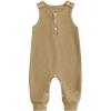 imageKuriozud Newborn Infant Unisex Baby Boy Girl Clothes Button Romper Jumpsuit Basic One Piece OutfitsWaffle Sleeveless Khaki
