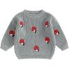 imageNewborn Toddler Baby Girl Boy Sweater Tops Mushroom Embroidery Warm Knitted Long Sleeves Knitwear Fall WinterMushroom Gray