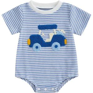 imageKuriozud Baby Boy Bubble Romper Golf Outfits 1st Birthday Hole in One Onesie Waffle Knit Bodysuit First Birthday ClothesSky Blue