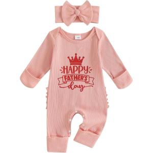 imageKuriozud Fathers Day Outfits Baby Girl Footie Onesie Romper Newborn Preemie Girl Ruffle Pajamas Pjs Daddys Girl ClothesFathers Day Pink