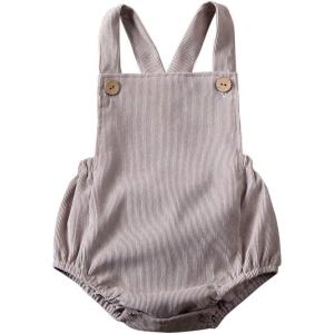 imageKuriozud Unisex Baby Boy Girl Clothes Sleeveless Romper Bodysuit Crossback Strap Jumpsuit Overall Shorts One Piece OutfitGray