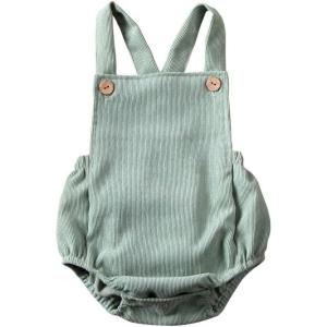 imageKuriozud Unisex Baby Boy Girl Clothes Sleeveless Romper Bodysuit Crossback Strap Jumpsuit Overall Shorts One Piece OutfitLight Green
