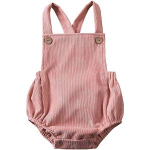 imageKuriozud Unisex Baby Boy Girl Clothes Sleeveless Romper Bodysuit Crossback Strap Jumpsuit Overall Shorts One Piece OutfitPink