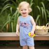 imageKuriozud Baby Boy 4th of July Outfits 0 3 6 9 12 18Month Sleeveless Romper Jumpsuit Overall Onesie Fourth of July ClothesBlue B