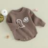 imageKuriozud Baby Boy Girl Fall Winter Clothes Knit Sweater Romper Sweatshirt Soft Warm OutfitGhost Coffee