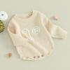 imageKuriozud Baby Boy Girl Fall Winter Clothes Knit Sweater Romper Sweatshirt Soft Warm OutfitGhost Cream