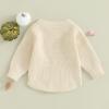 imageKuriozud Baby Boy Girl Fall Winter Clothes Knit Sweater Romper Sweatshirt Soft Warm OutfitGhost Cream