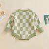 imageKuriozud Baby Boy Girl Fall Winter Clothes Knit Sweater Romper Sweatshirt Soft Warm OutfitPlaid Green
