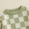 imageKuriozud Baby Boy Girl Fall Winter Clothes Knit Sweater Romper Sweatshirt Soft Warm OutfitPlaid Green