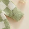 imageKuriozud Baby Boy Girl Fall Winter Clothes Knit Sweater Romper Sweatshirt Soft Warm OutfitPlaid Green