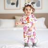 imageKuriozud Baby Girl Boy Birthday Button Down Silk Satin Pajamas Romper OnePiece Jumpsuit Short Sleeve Nightgown Pjs SleepwearBirthdaypink