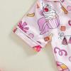 imageKuriozud Baby Girl Boy Birthday Button Down Silk Satin Pajamas Romper OnePiece Jumpsuit Short Sleeve Nightgown Pjs SleepwearBirthdaypink