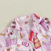 imageKuriozud Baby Girl Boy Birthday Button Down Silk Satin Pajamas Romper OnePiece Jumpsuit Short Sleeve Nightgown Pjs SleepwearBirthdaypink