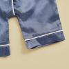 imageKuriozud Baby Girl Boy Birthday Button Down Silk Satin Pajamas Romper OnePiece Jumpsuit Short Sleeve Nightgown Pjs SleepwearBlue