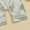 imageKuriozud Baby Girl Boy Birthday Button Down Silk Satin Pajamas Romper OnePiece Jumpsuit Short Sleeve Nightgown Pjs SleepwearGreen