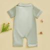 imageKuriozud Baby Girl Boy Birthday Button Down Silk Satin Pajamas Romper OnePiece Jumpsuit Short Sleeve Nightgown Pjs SleepwearGreen