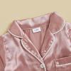 imageKuriozud Baby Girl Boy Birthday Button Down Silk Satin Pajamas Romper OnePiece Jumpsuit Short Sleeve Nightgown Pjs SleepwearPink