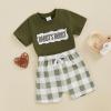 imageKuriozud Baby Girl Boy Summer Clothes Short Sleeve Tops Embroidery Tee Pattern TshirtVintage Plaid Short Pants SetDaddys Buddy Green