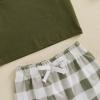 imageKuriozud Baby Girl Boy Summer Clothes Short Sleeve Tops Embroidery Tee Pattern TshirtVintage Plaid Short Pants SetDaddys Buddy Green