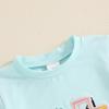 imageKuriozud Baby Girl Boy Summer Clothes Short Sleeve Tops Embroidery Tee Pattern TshirtVintage Plaid Short Pants SetFarm Blue Truck