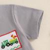 imageKuriozud Baby Girl Boy Summer Clothes Short Sleeve Tops Embroidery Tee Pattern TshirtVintage Plaid Short Pants SetFarm Gray Animals