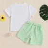 imageKuriozud Baby Girl Boy Summer Clothes Short Sleeve Tops Embroidery Tee Pattern TshirtVintage Plaid Short Pants SetGolf Green White