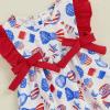 imageKuriozud My First 4th of July Baby Girl Outfit Bubble Romper Flying Sleeve Onesie Bodysuit Girl 1st Fourth of July Clothes4th of July Light Blue